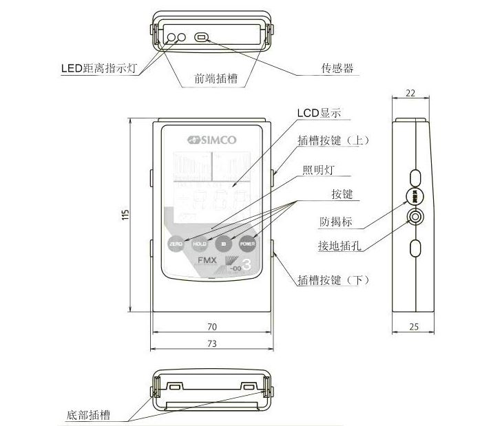 SIMCO FMX-003 靜電測試儀結構圖