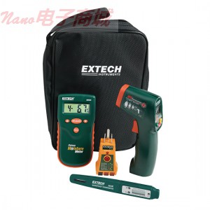 Extech MO280-KH家庭套件，包括水分儀、紅外測溫儀、插座測試儀、防水溫度計